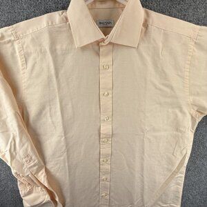 Balmain Striped Long Sleeve Cotton 16 Orange Mens Button Up Shirt Spread Adult
